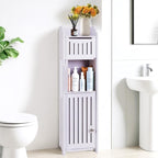 LuiceABC Toilet Paper Holder Stand, Over The Toilet Storage Cabinet for Bathroom, Slim Corner Shelf for Small Space Storage, Small Bathroom Storage Cabinet with Doors, White
