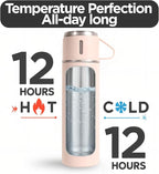 Pink Vacuum Flask Gift Set, Stainless Steel Insulated Water Bottle w/ 3 Cups, Hot & Cold Drinks Coffee Thermo Water Bottle, Reusable Thermal Cup for Outdoor Camping Travel, Termos para Agua Fria, 17oz
