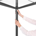 Brabantia Lift-O-Matic Outdoor 4 Arm Clothesline (164 ft/Ø 1.8") Height Adjustable, Folding Clothes Drying Rack + Ground Spike, Cover + Bag of Clothespins (Anthracite)