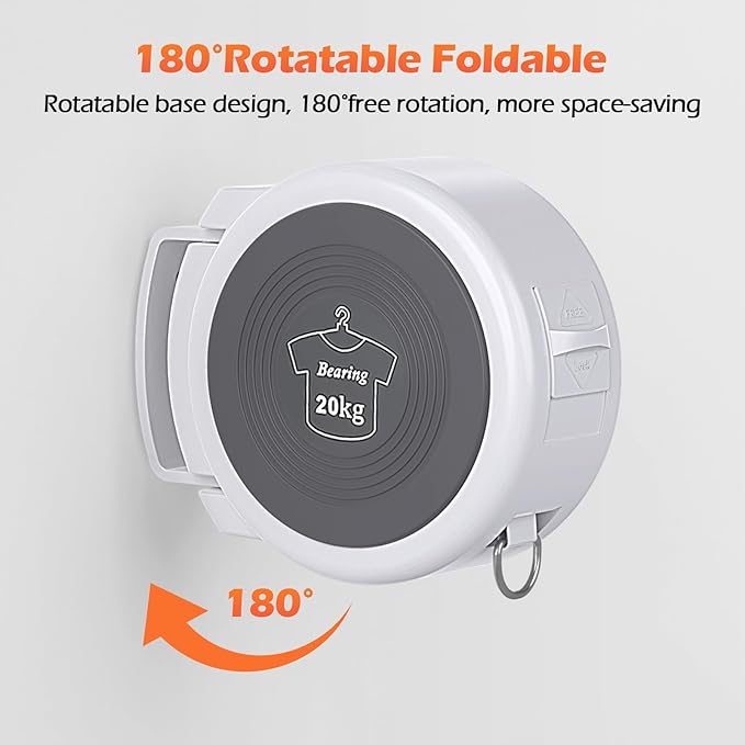 Retractable Clothesline, Foldable Indoor Clothes Line With Fixed Drying Hole, Heavy Duty Portable Laundry Line for Bedroom, Bathroom, Balconies