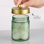 3 Pack Apothecary Jar Canisters Bathroom Vanity Organizer - Qtip Holder Storage Organizer Set Countertop Canister with Stainless Steel Lids &Cute Stickers for Qtips,Cotton Swabs,Makeup Sponges,Floss