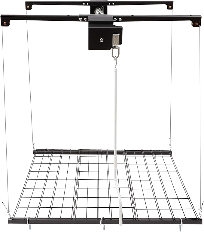 Garage Ceiling Storage Racks, 4x4 FT Garage Ceiling Lift Storage Rack, Lifting 79" Height, Minimum Space 6x6 FT for Overhead Garages Storage Lifting Organization System(300LBS, Satin Black)