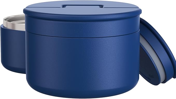 12oz Soup Thermo for Hot Food Kids Vacuum Insulated Food Jar Twist-Free Soup Thermo for Hot Food Kids Leakproof Stainless Steel Wide Mouth Lunch Container Blue