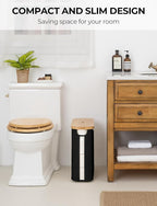 StorageWorks Large Toilet Paper Storage with Bamboo Lid, Toilet Paper Holder Basket for Up to 12 Mega or 16 Regular Size Rolls, Paper Storage Baskets for Bathroom, Black, 1 Pack