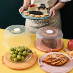 Pie Cake Carrier Cake Keeper Round Multiuse Muffins Cake Carrier with Lid for Dishes Vegetables Picnic Desserts Fruits (Orange)