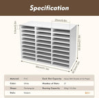 PVC Desktop Literature Organizer, 27 Slots Compartment Adjustable File Sorter Mail Center Magazine Holder, Paper Storage Cabinet Classroom Keepers for Classroom, Office, School, Home, White