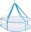 2-Tier Folded Mesh Clothes Drying Rack, Stackable Sweater Laundry Drying Rack, Foldable Hanging Mesh Dryer, Portable Hanging Laundry Rack for T-Shirt, Swimsuit, Underwear (COLOR:blue, double tier)