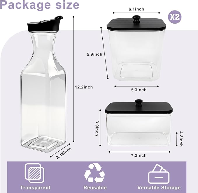 Laundry Pod Containers and Dryer Sheet Holder and Laundry Detergent Dispenser Clear Laundry Room Organization and Storage with Wooden Lids Labels and spoon （2+1+1 Pack）