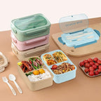 NatraProw Bento Box for Adult, 1200 ML Lunch Containers for Adults, LeakProof Lunch Box with Utensils, BPA Free, 3 Compartment Bento Box Microwave Safe, Green