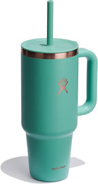 Hydro Flask Travel Tumbler with Handle, Lid and Straw - Insulated Stainless Steel in 40 Oz Thyme Green Rose Gold