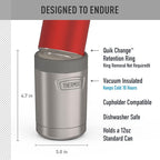 THERMOS ICON SERIES, Beverage Can Insulator - 12 Ounce, Matte Stainless Steel - Vacuum Insulated