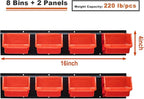 Wallmaster 8-Bin Storage Bins Garage Rack System 2-Tier Orange Tool Organizers Cube Baskets Wall Mount Organizations (Orange)