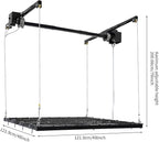 Overhead Garage Storage Rack, 48 * 48in Metal Garage Ceiling Rack Adjustable Organization System 300 Lbs Capacity Dual-Rope Design Riveted Construction Perforated Plates Smooth Edge