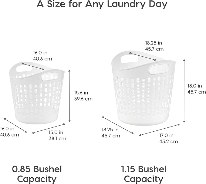 IRIS USA Plastic Laundry Basket, 40L - 3 Pack, Flexible Clothes Hamper Tall with Ventilation Holes, Laundry Room Bedroom Bathroom Apartment Dorm Blankets Pillows Trinkets Organization, White