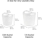 IRIS USA Laundry Basket Hamper, 27L Flexible Portable Plastic Dirty Clothes Bag with Ventilation Holes for Bedroom Bathroom Apartment Dorm Laundry Room Blankets Pillows Trinkets Organization, White