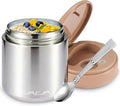 Thermo for Hot Food Kids - 15.2 Oz, Insulated Food Jar for Soup, Width Mouth Stainless Steel Insulated Lunch Container with Folding Spoon, Stainless Steel