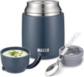 MAXSO Soup Thermo for Hot & Cold Food for Adults Kids, 17 oz Vacuum Insulated Steel Lunch Container Bento Box with Spoon, Leakproof Thermal Food Jar for School Office Travel - Dusty Blue