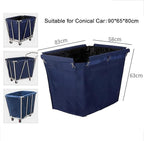 400L Commercial Laundry Cart Replacement Liner Bag - Removable Waterproof Oxford Cloth Rectangle, Large Capacity Replacement for Rolling Laundry Basket (Blue, Single layer-Conical)