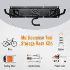 SMARTOLOGY Modular Heavy-Duty Steel Garage Tool Storage Rack - 150 lbs Weight Capacity Weather-resistant Powder-Coated Wall Mount Organizer for Shovels, Rakes, Ladders & Landscaping Equipment