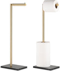 MARMOLUX ACC Free Standing Gold Toilet Paper Holder Stand with Black Marble Base and Storage | 4 Jumbo Roll Bathroom Hardware Toilet Tissue Organizer | Stainless Steel Bathroom Decor Accessory