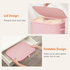 Lifewit 75L Slim Laundry Basket with Lid, Narrow Large Laundry Hamper with Plastic Handles and Removable Bag, Tall Foldable Dirty Clothes Hampers for Laundry Room, Bedroom, Bathroom, Dorm, Pink