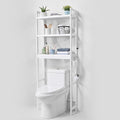 VEVOR Over The Toilet Storage, 3-Tier Adjustable Over Toilet Bathroom Organizer, Bamboo Storage Shelf Rack with 3 Hooks, Freestanding Easy Assembly Laundry Space Saver, Fit Most Toilets