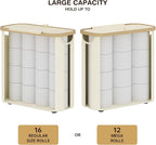 Toilet Paper Storage Basket with Lid and Handle, Foldable Toilet Paper Basket Organizer for Bathroom, Large Capacity Toilet Paper Holder with Storage for 12 Mega or 16 Regular Rolls, Beige