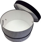 Sarah's Hat Boxes Classic Houndstooth Hat Box – 11" x 5.5" (Dia. x Ht.) Handmade in USA – Odorless Non-Toxic Adhesive, Cording Handle – Premium Storage for Hats & Accessories