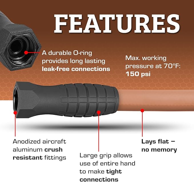 Flexzilla Colors SwivelGrip Garden Hose 5/8 in. x 25 ft., Lightweight All-Weather Water Hose, Durable and Flexible, Leak-Free Connections, Red Clay