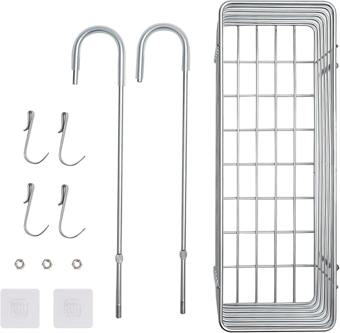 Antrader Hanging Shower Rack,Shower Caddy Hanging,Hung on the Faucet or the Door,the Back Hook Can be Rotated,No Drilling,304 Stainless Steel,Single Layer Shelf