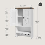 Bathroom Wall Cabinet, Farmhouse Medicine Cabinet with Adjustable Shelf, 3-Tier Wall-Mounted Storage Cabinet with 3 Hooks and Open Shelf, for Bathroom, Living Room, Kitchen, White and Walnut