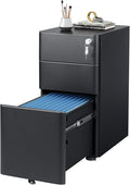 DEVAISE 3-Drawer Slim File Cabinet, Small Mobile Filing Cainet with Lock for Home Office, Fits Letter/Legal/A4 Size, 11.8 x 17.7 x 23.2 Inches (Pre-Assembled, Black)