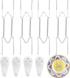 4 Pack Plate Hangers for Wall, Suitable for 9-12 inch Art Plate, Stainless Steel Invisible Heavy-Duty Wire Plate Holder with Wall Hooks, Display Hanger for Decorative Plates/Dishes/Platters(Silver)