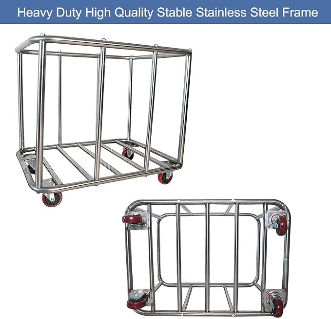 Commercial Laundry Cart With Wheels - 11.5 Bushel Heavy Duty Stainless Steel Hamper With Waterproof Lining - 260 Lbs Load Capacity