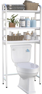 3-Tier Over The Toilet Storage Rack, Freestanding Bathroom Organizer Metal Frame Toilet for Small Spaces, Bathroom, Balcony, Laundry (White)