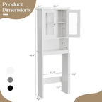 Walsunny Over Toilet Storage Cabinet, BathroomShelf Organizer Over Toilet, Washing Machine Box, Space Saver with Adjustable Decorative Racks（White）