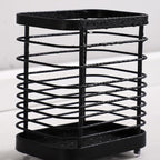 Utensil Holder, Stainless Steel Utensil Drying Rack，Wire Utensil Holder for Kitchen Counter, Silverware Cutlery Flatware Holder Forks, Knives, Spoons Organizer (Black)