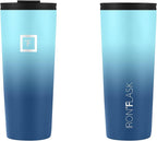 IRON °FLASK Classic Tumbler - Vacuum Insulated Stainless Steel Water Bottle, Double Walled, Drinking Cup, Insulated Travel Mug (Blue Waves, 24 oz Solid Lid)