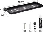 DEAYOU 2 Pack Folding Wall Shelf for Bathroom, 90° Fold Up Floating Shelf, Wall Mounted Drop Down Metal Shelves for RV, Campers, Laundry Room, Toilet Room, Kitchen, Waterproof, Space Saving, Black