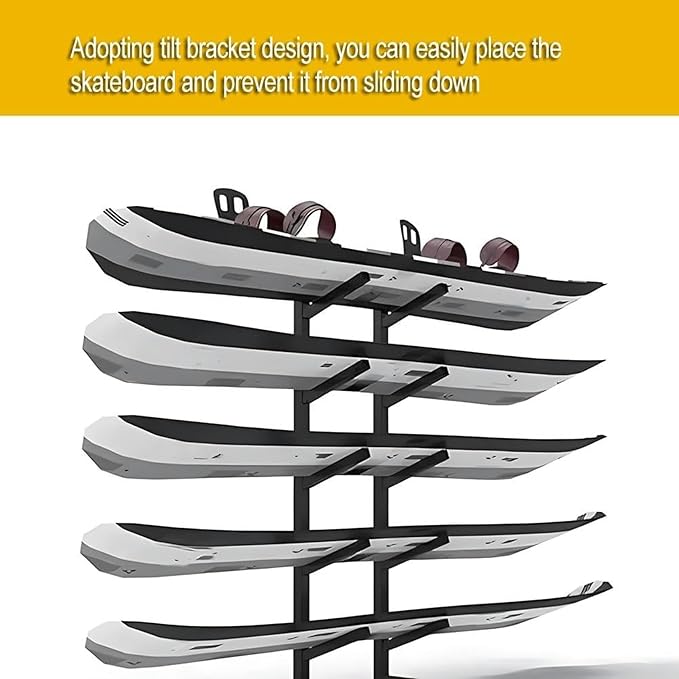 Heavy-Duty Metal Snowboard & Ski Storage Rack | Freestanding Display for Skateboards & Scooters | Durable Organizer for Home, Garage, and Outdoor Gear