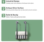 HouseAid Industrial Pipe Towel Rack, Farmhouse Bathroom Towel Storage Holder, Vintage Style Towel Organization, Wall Mounted, Antique Silver