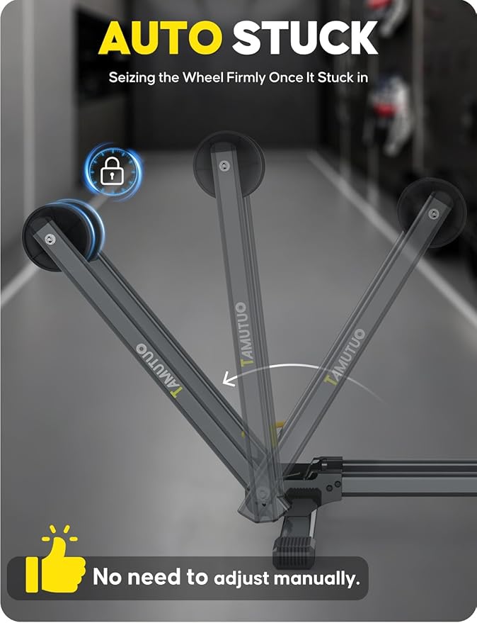 Bike Stand Floor for 16" - 29" Tires, Folding Garage Bike Rack for MTB & Road Bike Up to 2.4" Tire Width, Easy Storage Indoor Bicycle Stand，Latest Carbon Steel Version