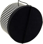 Sarah's Hat Boxes Classic Black/White Stripe Hat Box – 14.75" x 7.5" (Dia. x Ht.) Handmade in USA – Odorless Non-Toxic Adhesive, Cording Handle – Premium Storage for Hats & Accessories