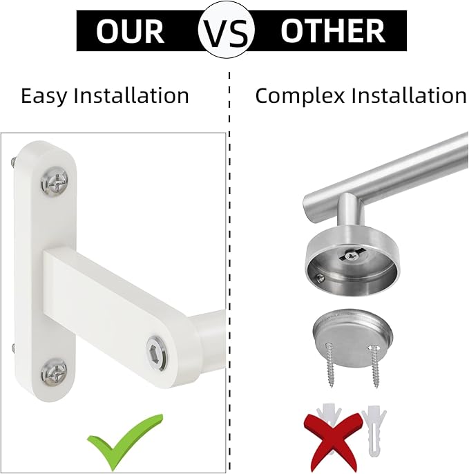 White 24 Inch Bathroom Towel Bar, Towel Racks for Bathroom Wall Mounted Hanging Bath Towels, Stainless Steel Single Towel Rod Holder