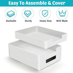 Letter-Size Tray Desk Letter Tray Paper Tray, Sturdy Heavy-Duty Plastic Printer Paper Tray, Single-Tier Stackable File Storage Organizer for Office Home (White ×2)