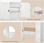Ahomly Over The Toilet Storage Cabinet, 32.3" W x 70.3" H Over Toilet Bathroom Organizer with Doors, Adjustable Shelves, Toilet Paper Holder, 2 Side Hooks, Space-Saver for Bathroom, Laundry, White
