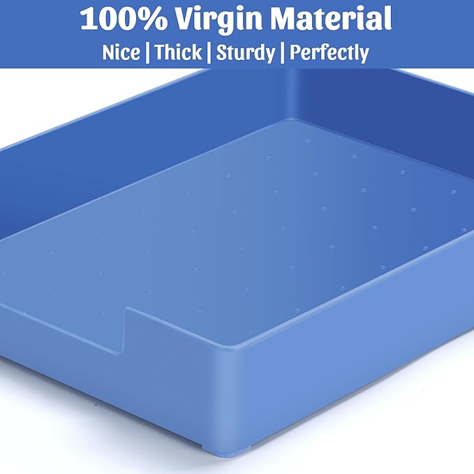 Letter-Size Tray Desk Letter Tray Paper Tray, Sturdy Heavy-Duty Plastic Printer Paper Tray, Single-Tier Stackable File Storage Organizer for Office Home (Blue)