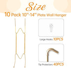 Bilillo 10 Pack Plate Hangers for the Wall, Suitable for 10-14 inch Art Plate, Invisible Heavy Duty Wire Plate Holder with Wall Hooks, Plate Hangers for Displaying Plates, Platter, Dish
