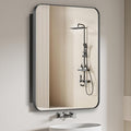 Bathroom Medicine Cabinet with 16"x26" Stainless Steel Framed Mirror,Recessed or Surface Mounted Bathroom Mirror Cabinet,Storage Cabinet for Bathrooms, Guest Rooms, Apartments, Farmhouse Decor