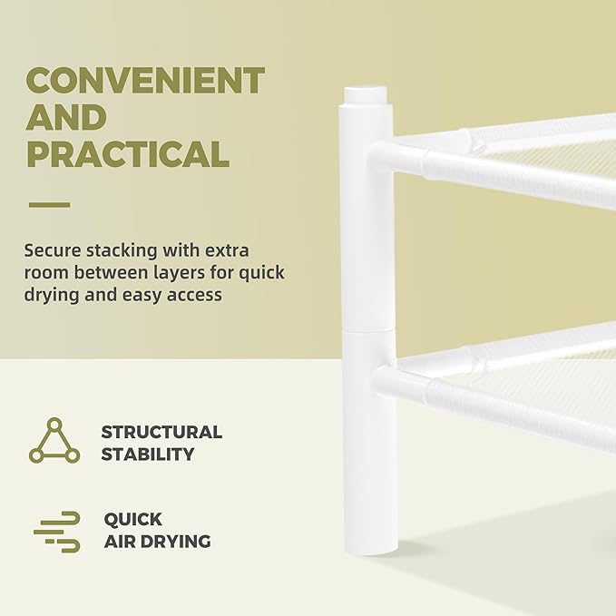 Sweater Drying Rack, 2-Layer Stackable Flat Clothes Drying Rack, Laundry Drying Rack, Mesh Air Dryer, Portable Dry Rack for Indoor & Outdoor